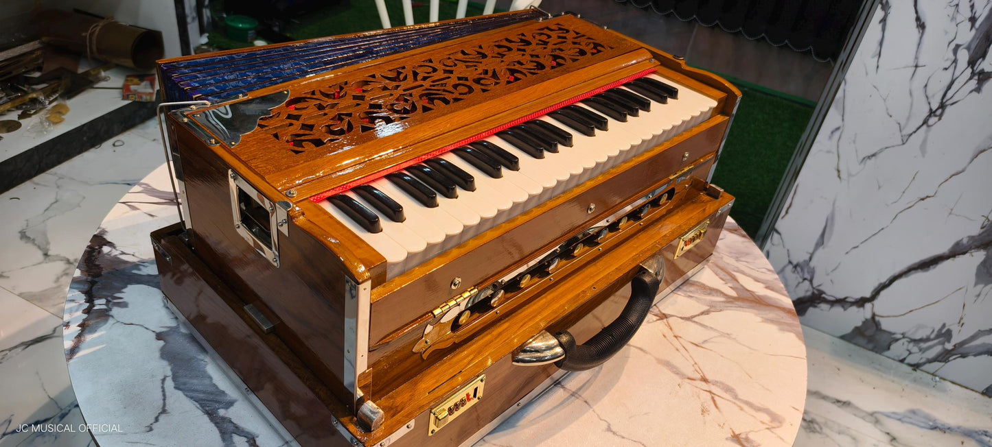 2LINE PROFESSIONAL HARMONIUM Folding type natural wooden glossy finish