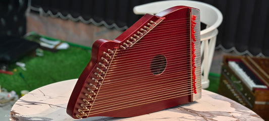 Mahogany Swarmandal: 36-String Indian Harp with Hardcase