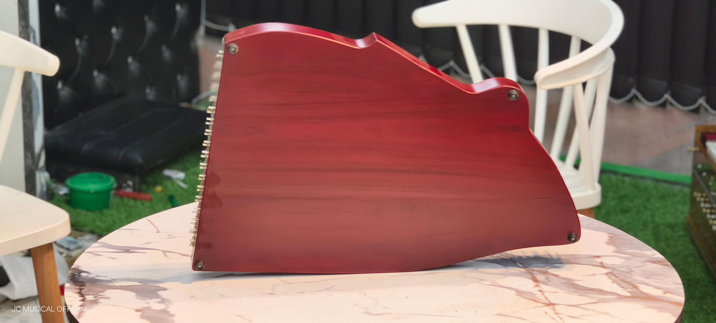 Mahogany Swarmandal: 36-String Indian Harp with Hardcase