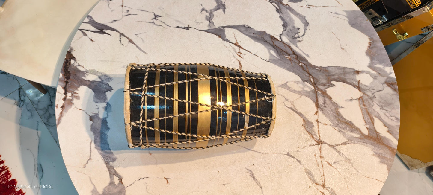 Mini Black Dholak: Indian Rope and Ring Tuned Drum for Beginners(not professional)