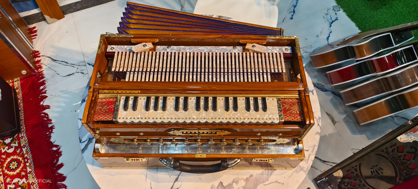 3line 9scale changer wooden glossy finish professional quality with golden brass decoration