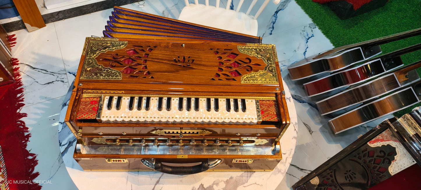 3line 9scale changer wooden glossy finish professional quality with golden brass decoration