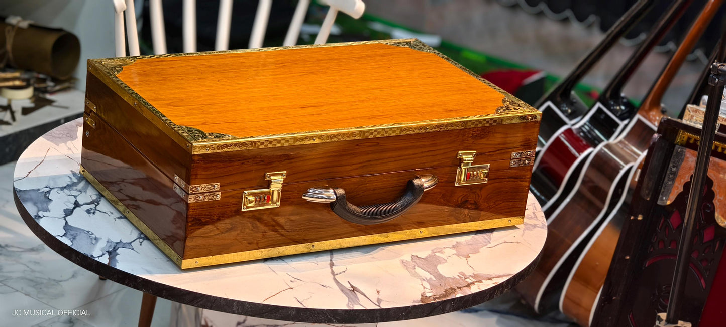 3line 9scale changer wooden glossy finish professional quality with golden brass decoration