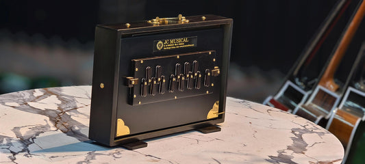 Black Shruti Box: Medium Size with Golden Decoration/ Lower octeve notes C3-C4