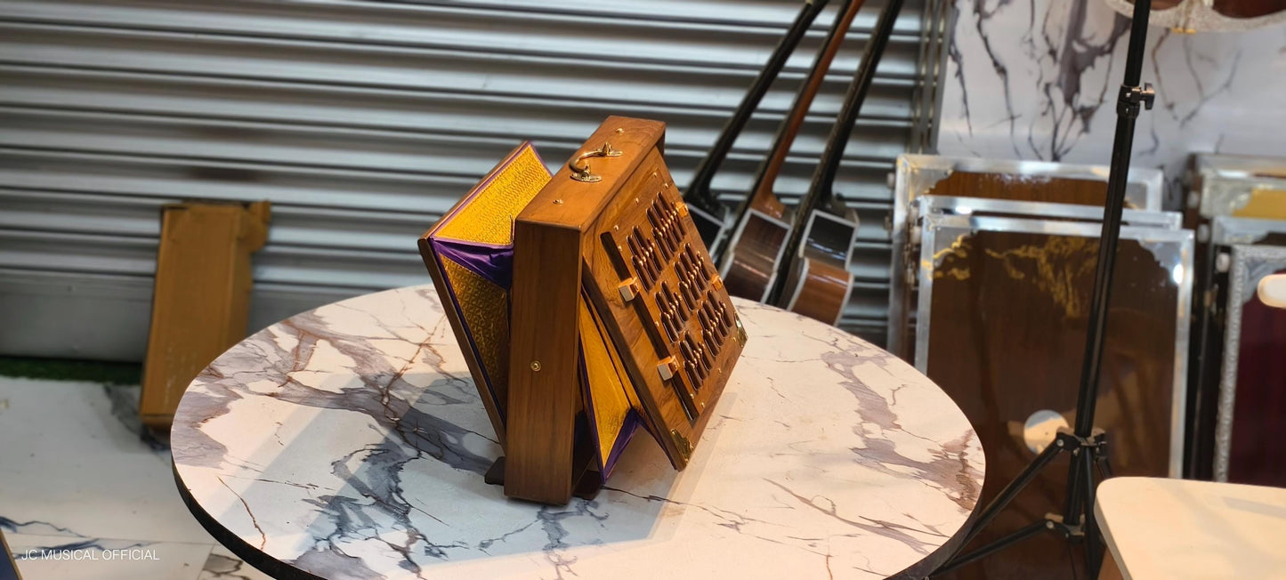 Wooden 3-Octave Shruti Box with Golden Decoration