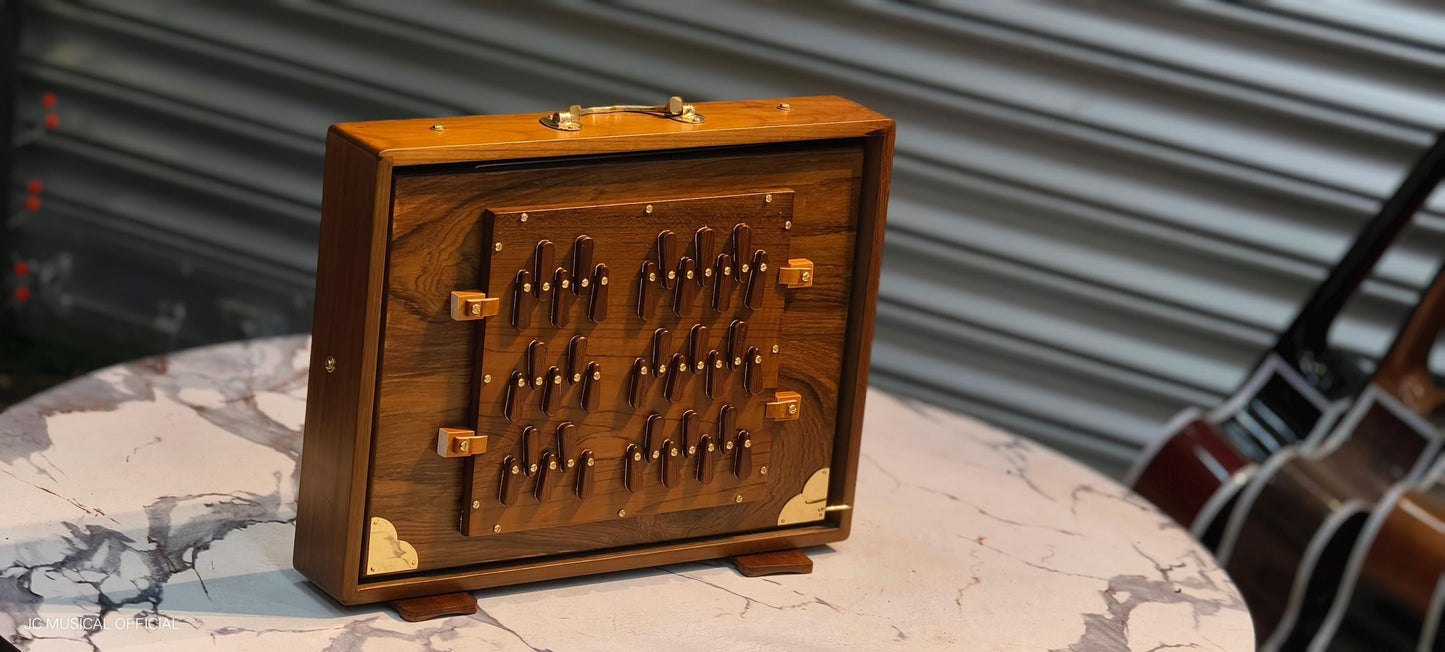 Wooden 3-Octave Shruti Box with Golden Decoration