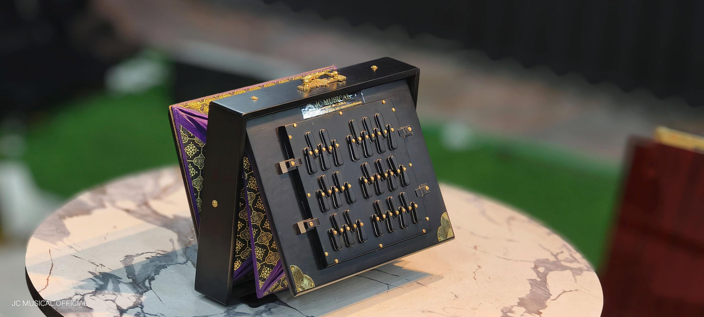 Black & Gold Shruti Box, Premium Teakwood Edition