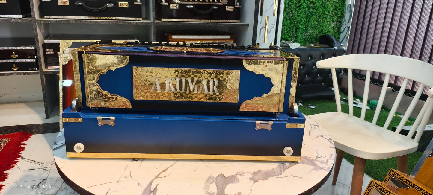 3LINE 9SCALE Harmonium: Blue Black, Golden Decoration, Custom Nameplate