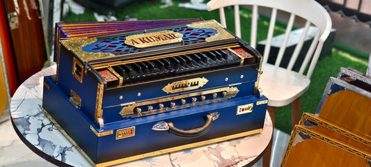 3LINE 9SCALE Harmonium: Blue Black, Golden Decoration, Custom Nameplate