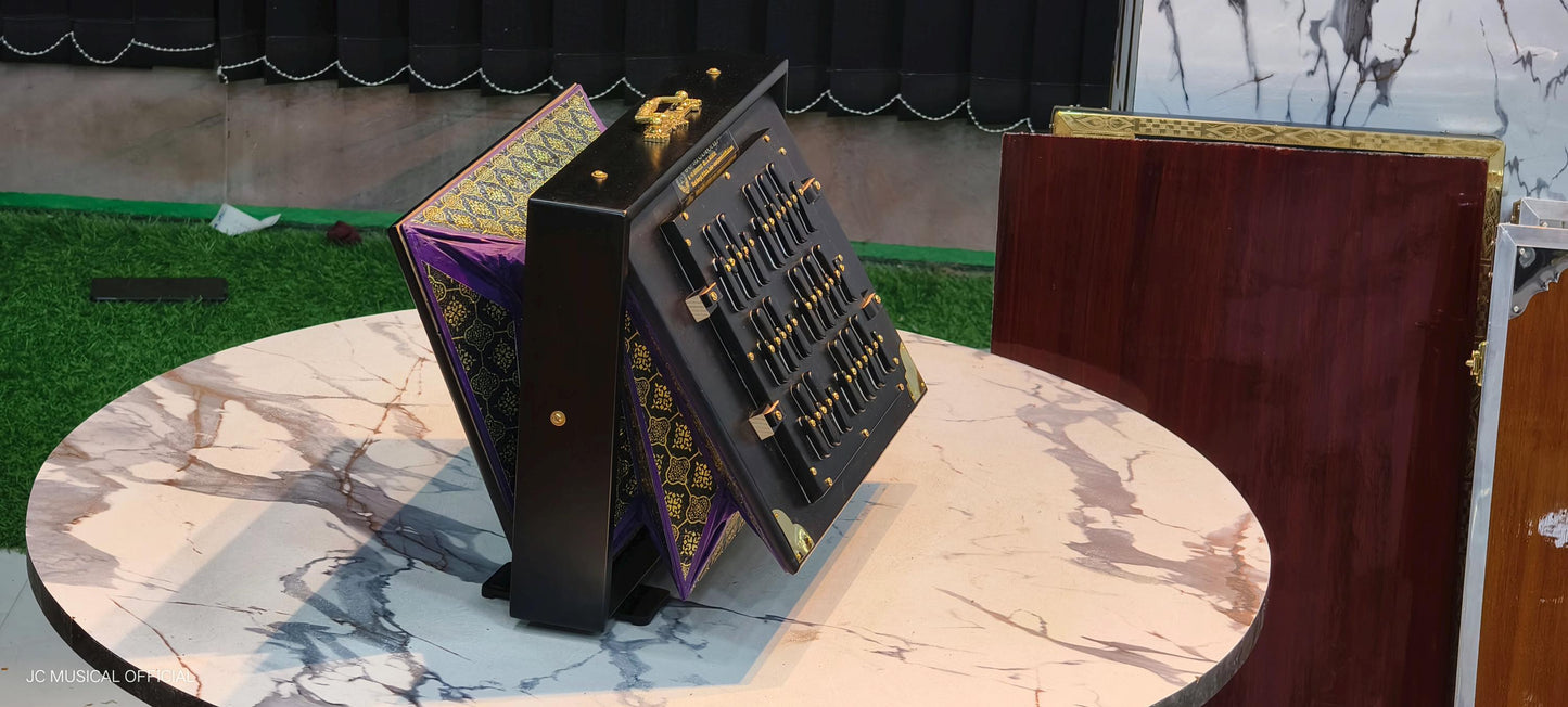 Black & Gold Shruti Box, Premium Teakwood Edition