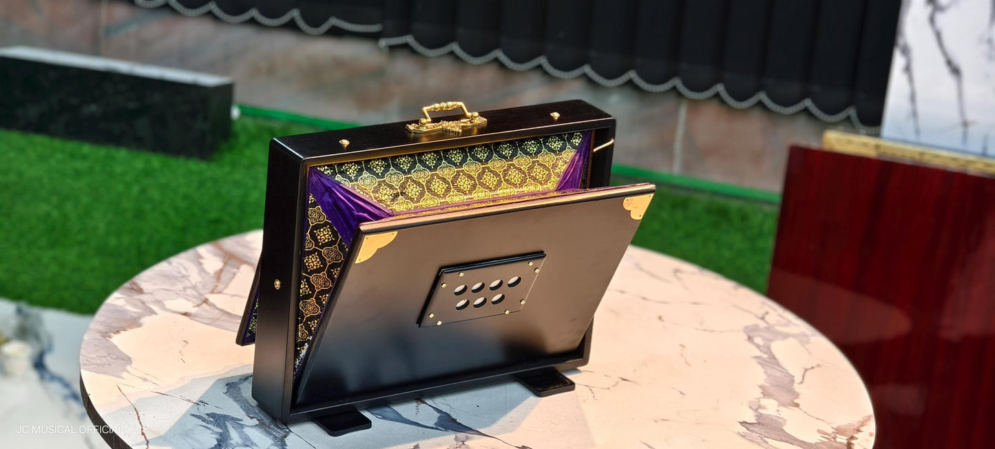 Black & Gold Shruti Box, Premium Teakwood Edition