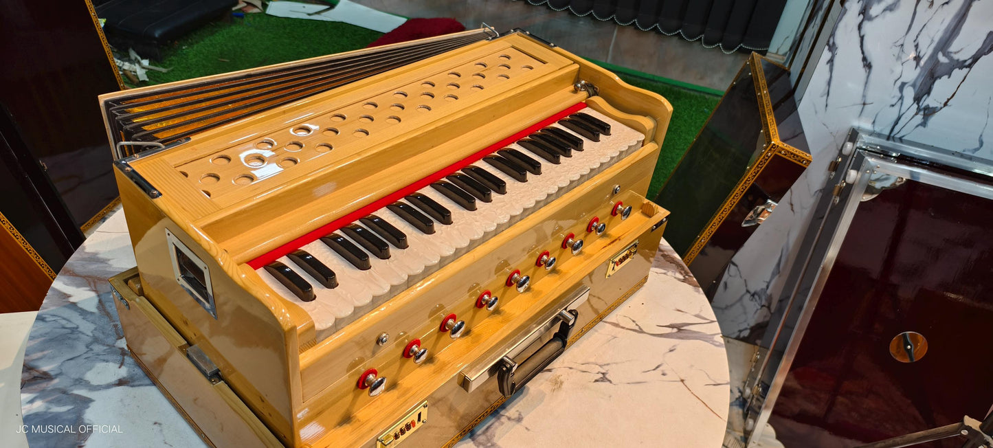 2LINE COPLER HARMONIUM Natural wooden glossy finish folding type professional