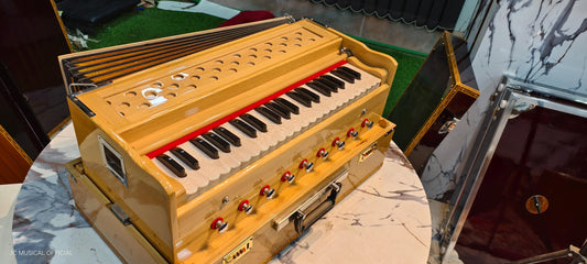 2LINE COPLER HARMONIUM Natural wooden glossy finish folding type professional