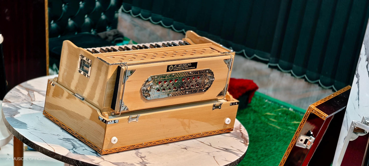 2LINE COPLER HARMONIUM Natural wooden glossy finish folding type professional