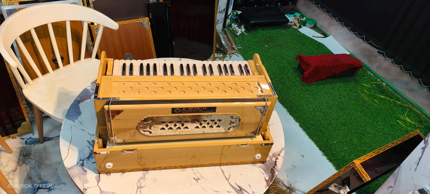 2LINE COPLER HARMONIUM Natural wooden glossy finish folding type professional