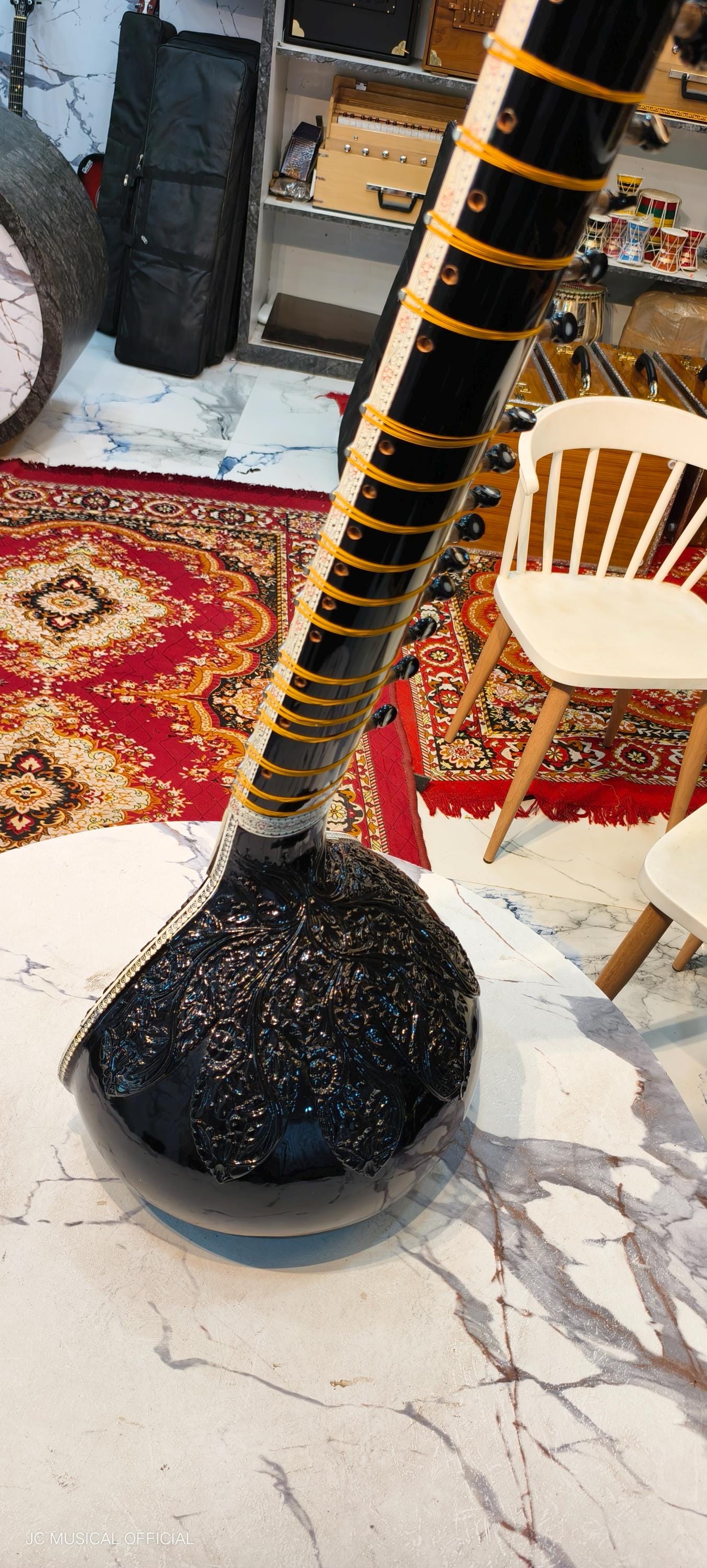 Ravi Shankar Style Sitar - Premium Black, with Hard Case