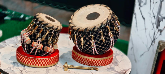 Professional Tabla Set: Sesham Wood, Brass Bayan, black velvet work