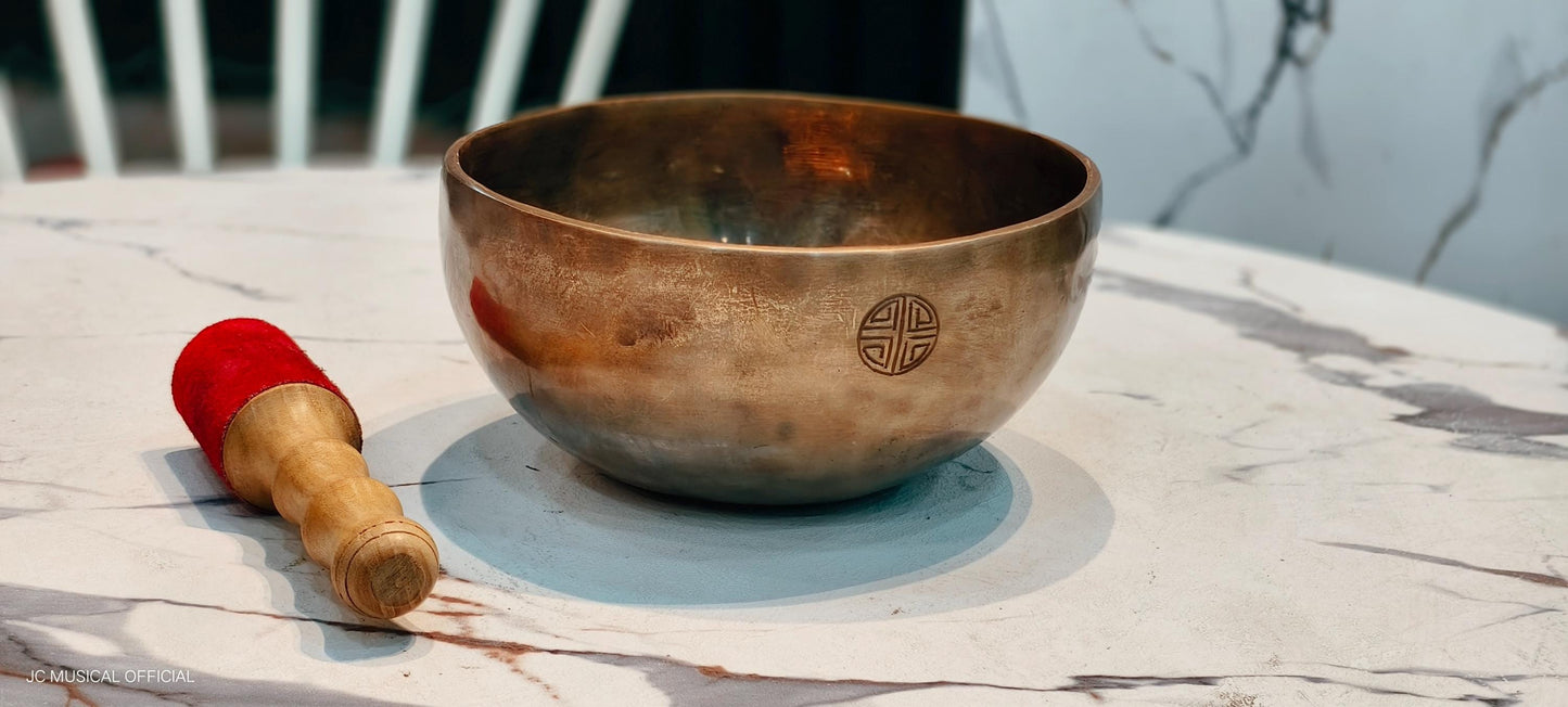Full Moon Tibetan Singing Bowl with Wood Striker: Healing Meditation
