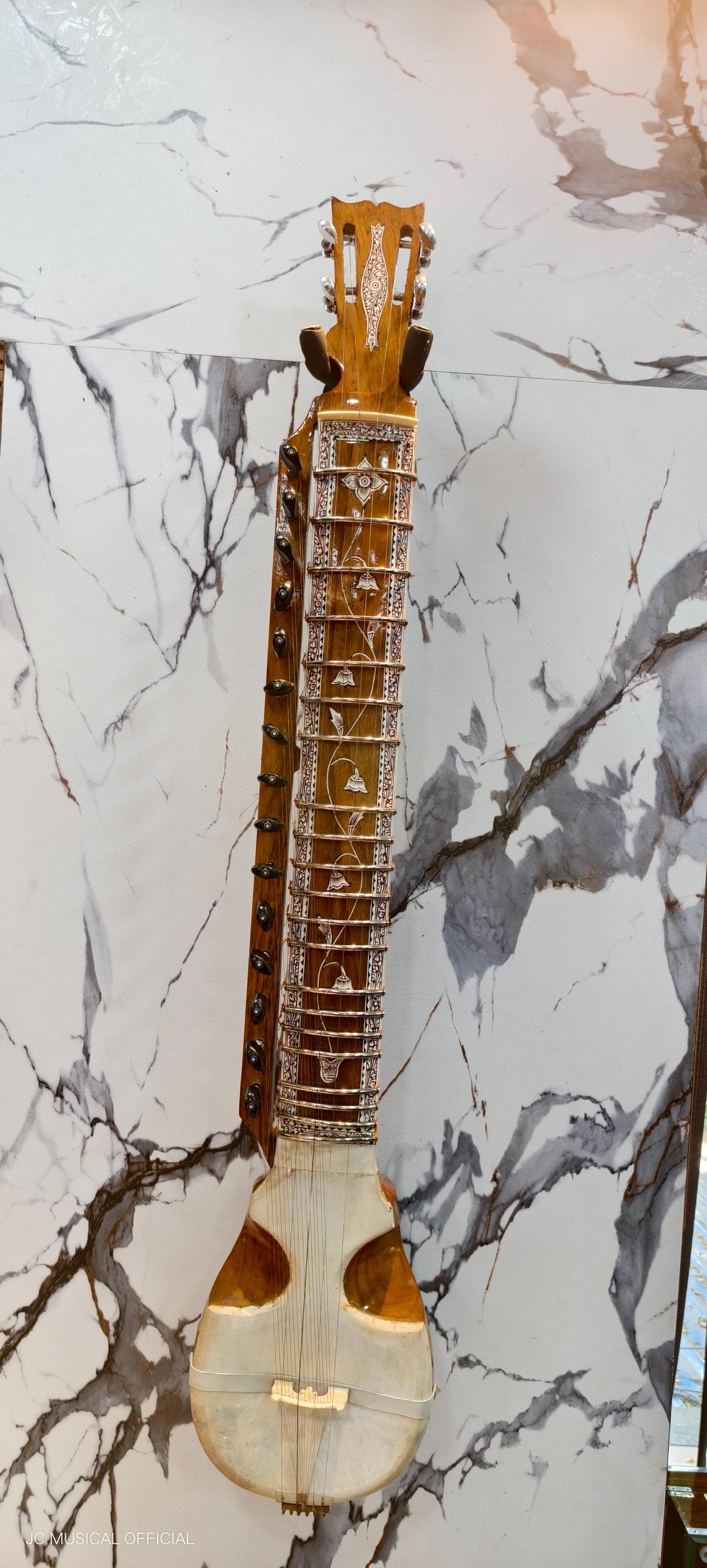 Professional Esraj: Handmade Indian Tun Wood Instrument with Hardcase