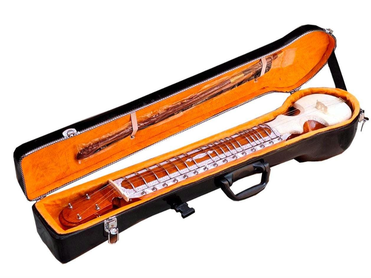 Professional Esraj: Handmade Indian Tun Wood Instrument with Hardcase