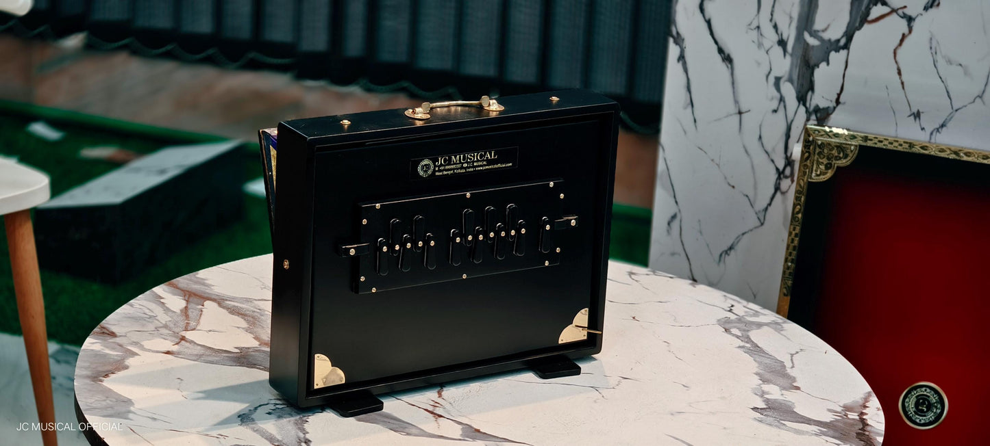 Lower Octave Shruti Box: C3-C4, Teak Wood, Golden Brass Inlay