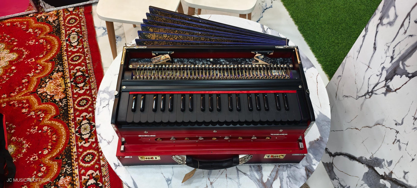 2-Line Harmonium: 3.5 Octave, 42 Reeds,Red black dual tone mat finish