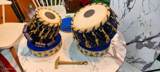 Professional Tabla Set: Sheesham Wood, Copper Dagga, Velvet Case