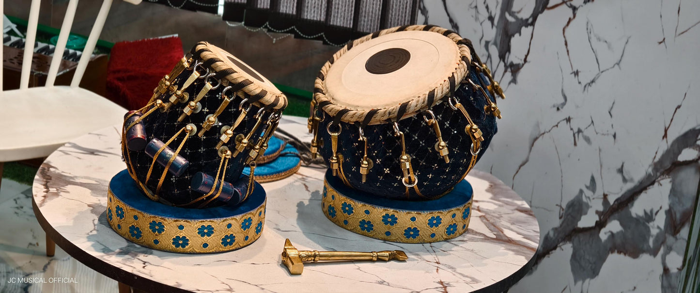 Professional Tabla Set: Sheesham Wood, Copper Dagga, Velvet Case