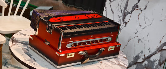 2-Line Harmonium: 3.5 Octave, 42 Reeds,Red black dual tone mat finish