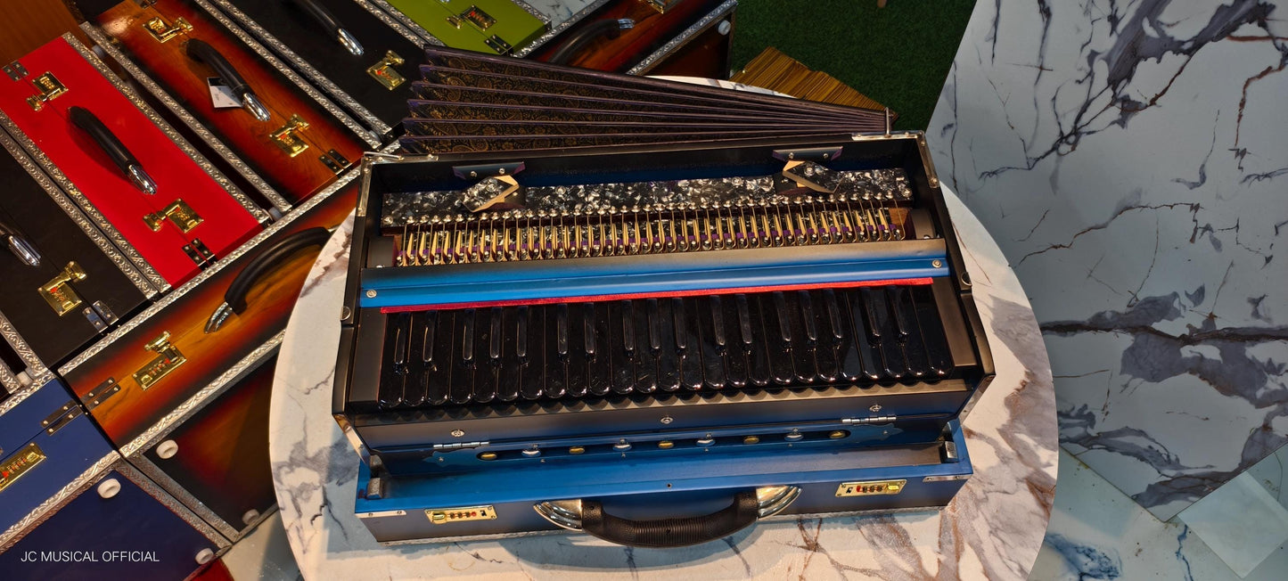 2LINE PROFESSIONAL HARMONIUM/3.5 OCTEVE 42Reeds / bass male/ blue black mat finish dual tone