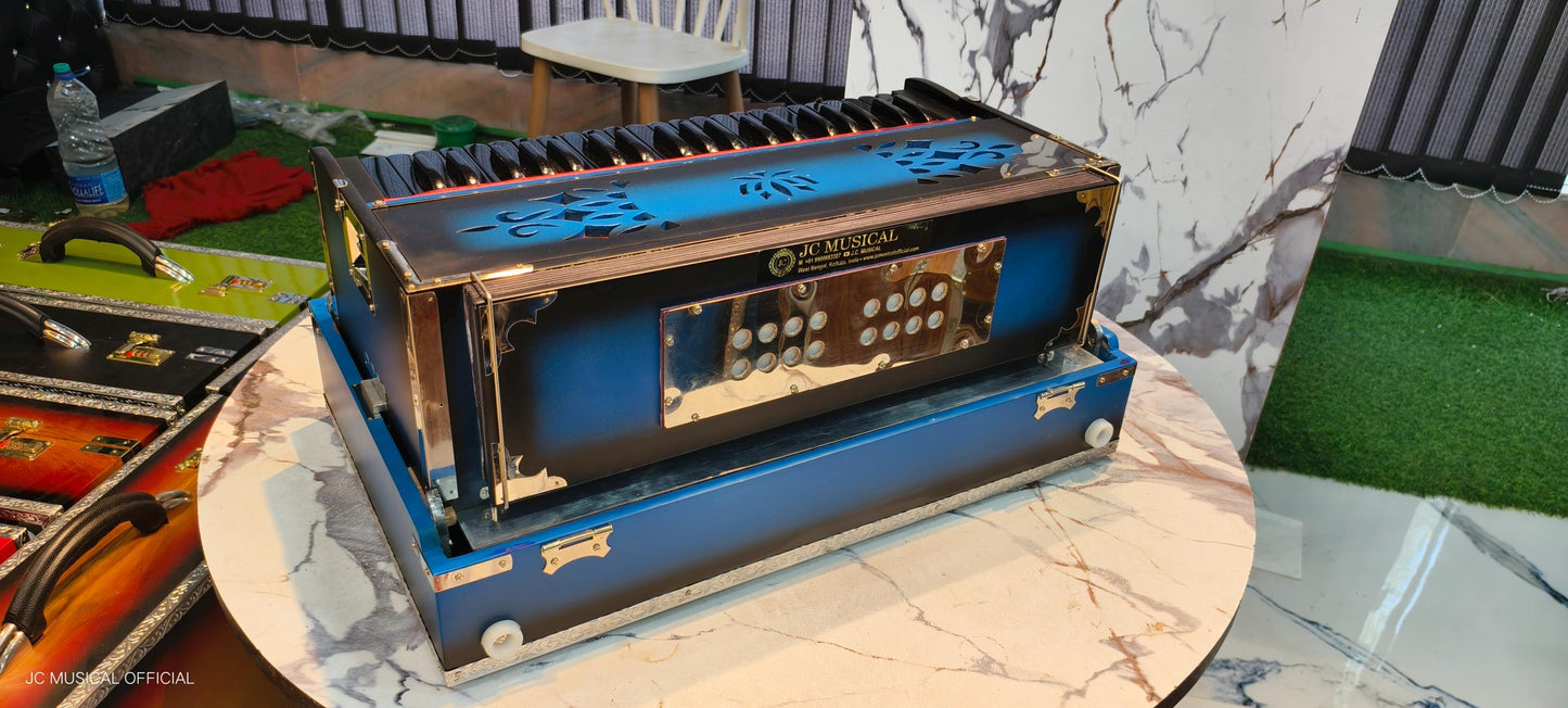 2LINE PROFESSIONAL HARMONIUM/3.5 OCTEVE 42Reeds / bass male/ blue black mat finish dual tone