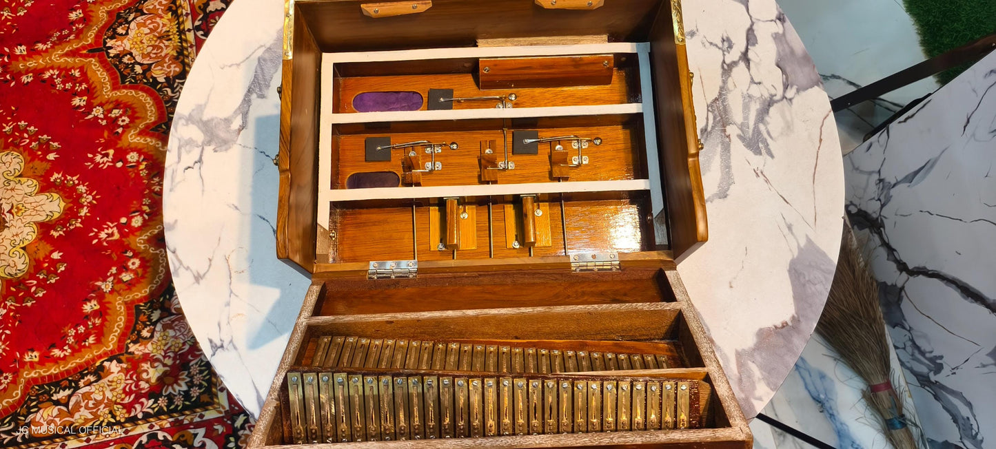 Portable 2line 27-Key Mini Harmonium: Teakwood Body, Free Bag