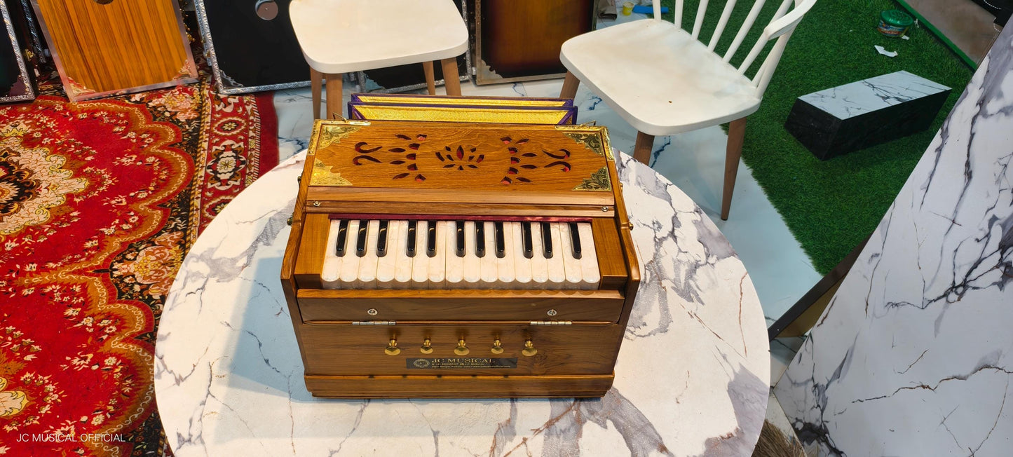 Portable 2line 27-Key Mini Harmonium: Teakwood Body, Free Bag