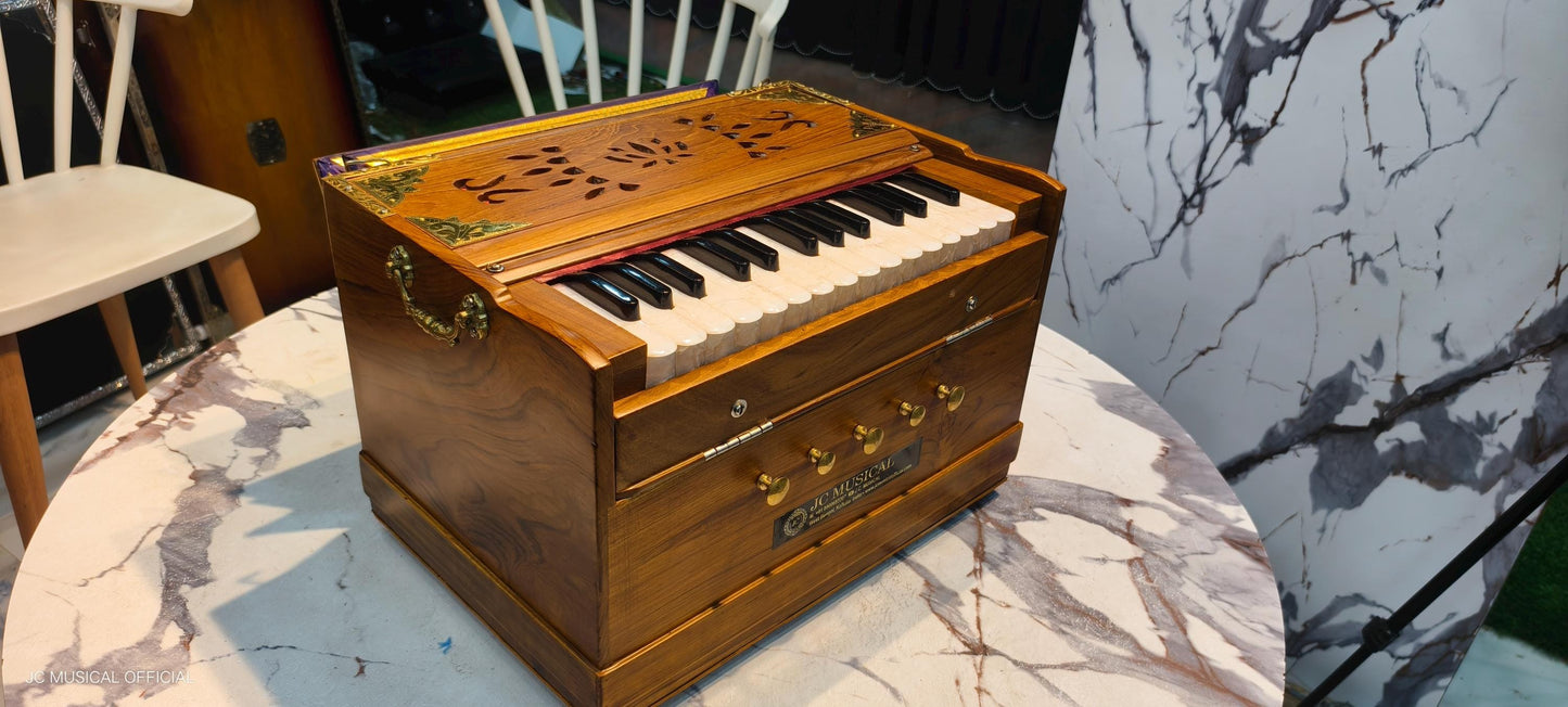 Portable 2line 27-Key Mini Harmonium: Teakwood Body, Free Bag