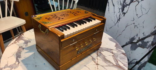 Portable 2line 27-Key Mini Harmonium: Teakwood Body, Free Bag