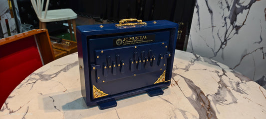 Small Shruti Box: One Octave small size, Blue with Gold Finish,middle octeve notes