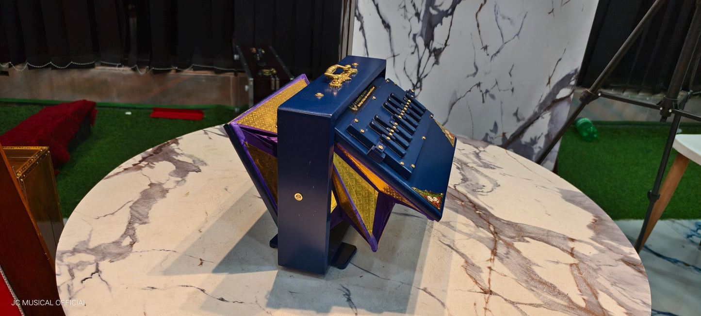 Small Shruti Box: One Octave small size, Blue with Gold Finish,middle octeve notes