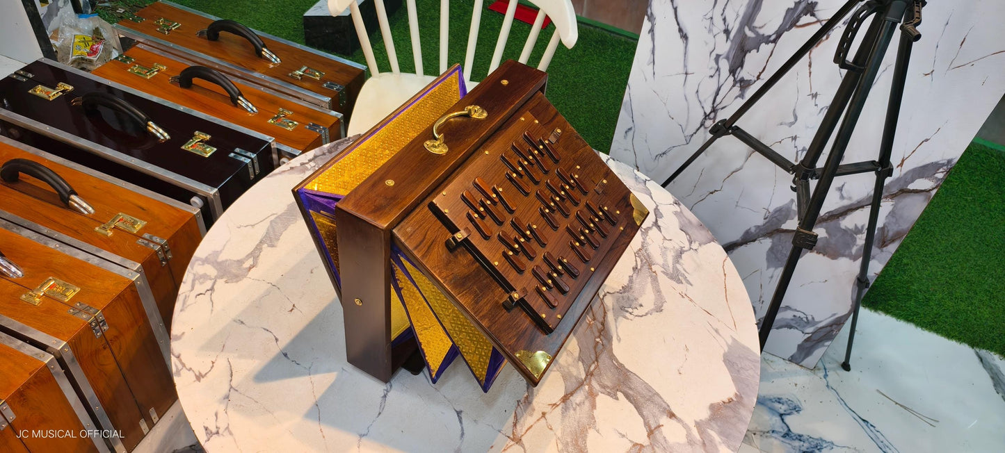 3-Line Shruti Box: Light Brown, Premium Quality, Teakwood