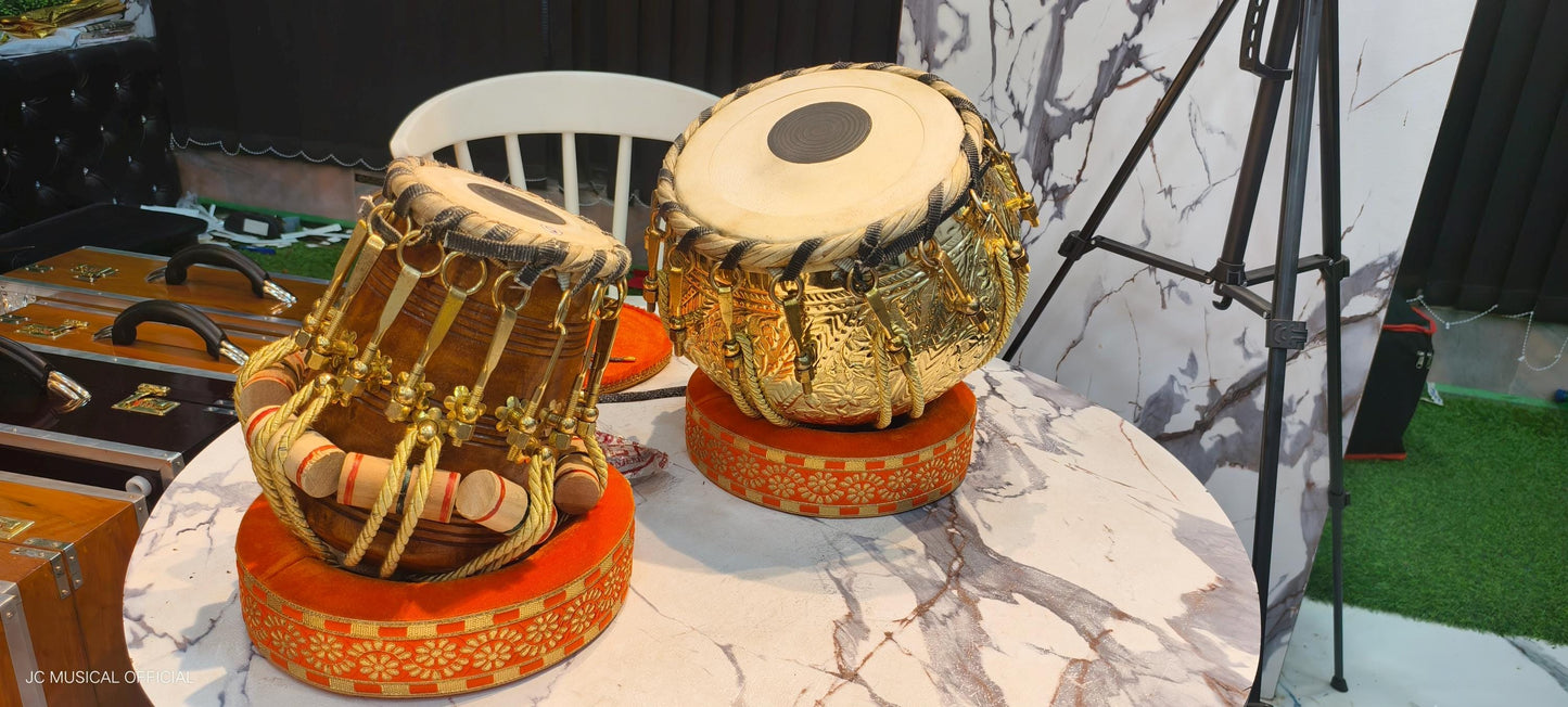 Professional Tabla Set: Brass Dagga, Sheesham Wood