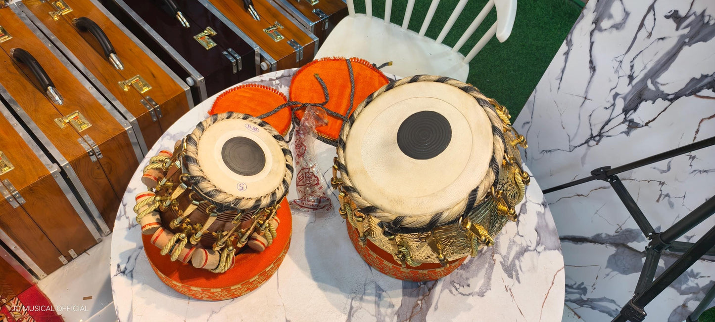 Professional Tabla Set: Brass Dagga, Sheesham Wood
