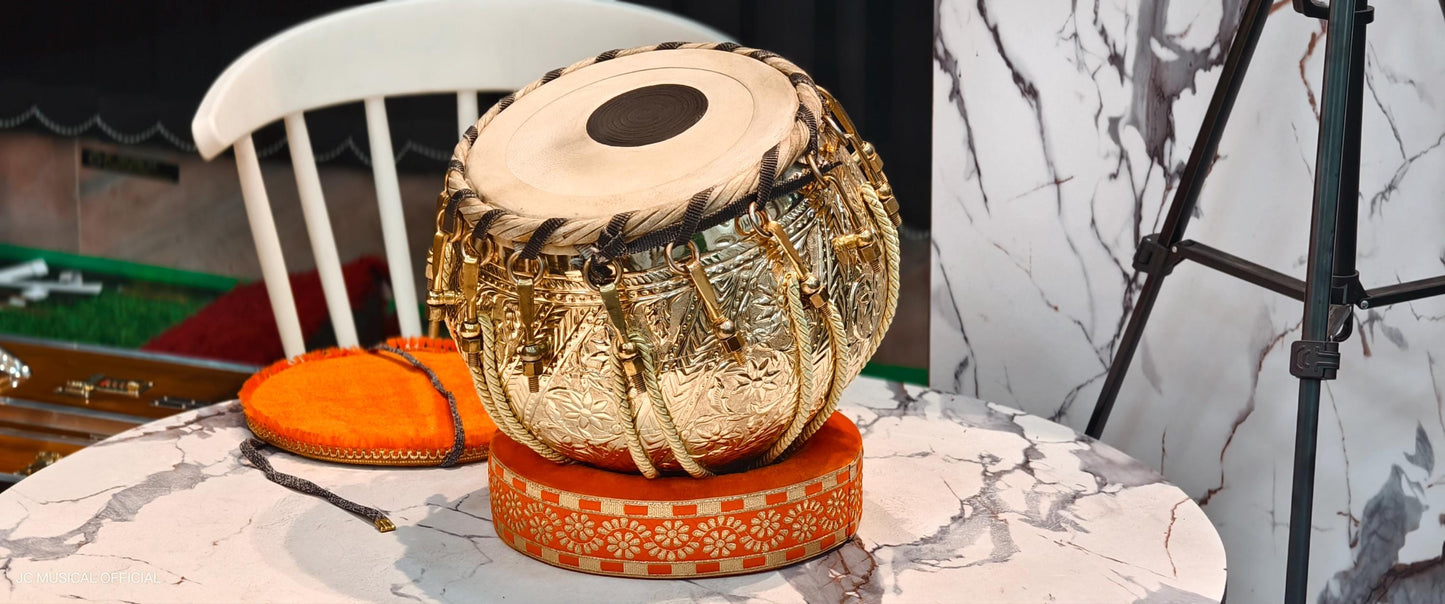 Professional Tabla Set: Brass Dagga, Sheesham Wood