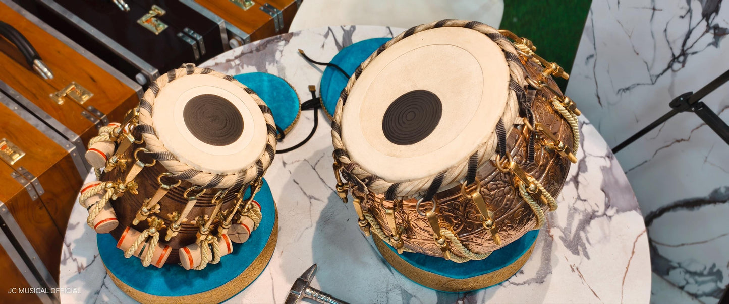 PROFESSIONAL TABLA SET/ season sheesham wood tabla with heavy weight copper dagga