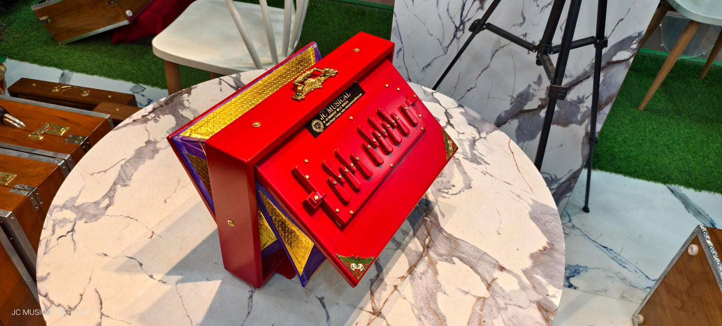 Red Mat Finish Shruti Box - C3-C4, Lower Octave, Medium Size