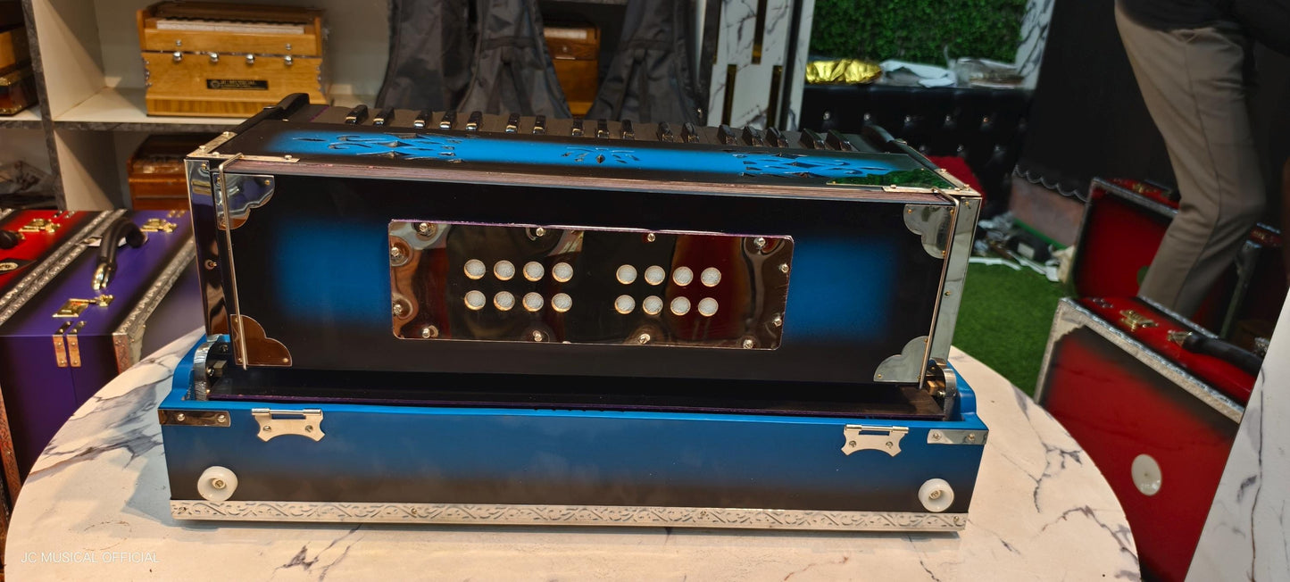 2LINE Professional Harmonium/ 3.5 Octeve 42reeds /Sky blue black dual tone mat finish