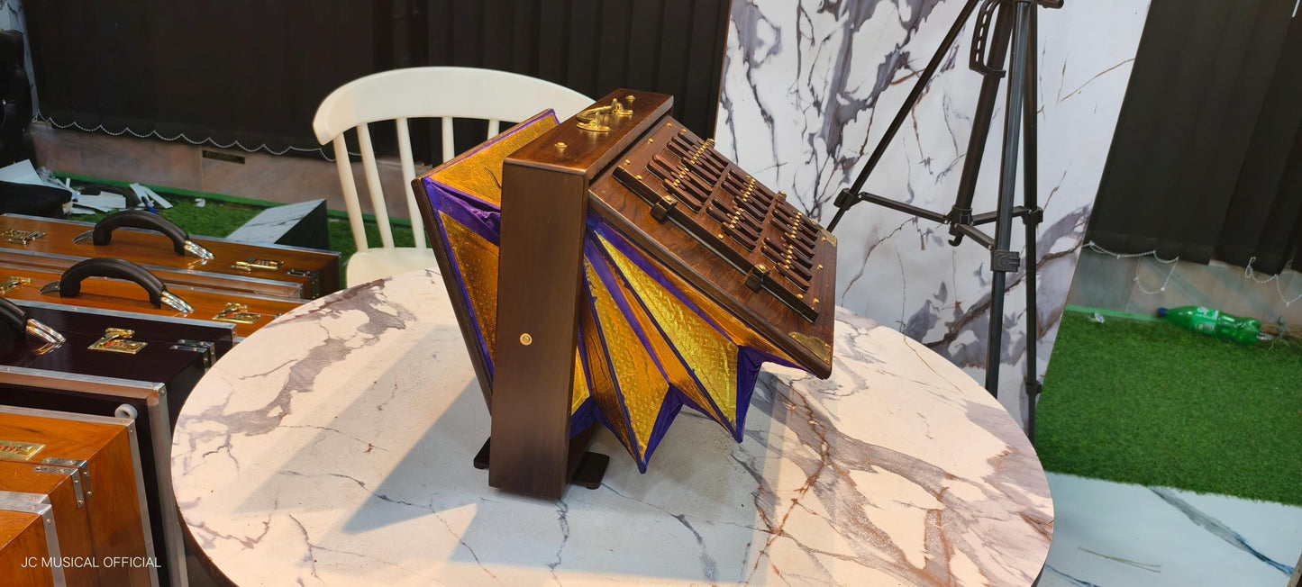 3-Line Shruti Box: Light Brown, Premium Quality, Teakwood