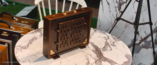 3-Line Shruti Box: Light Brown, Premium Quality, Teakwood