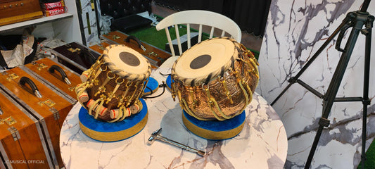 PROFESSIONAL TABLA SET/ season sheesham wood tabla with heavy weight copper dagga