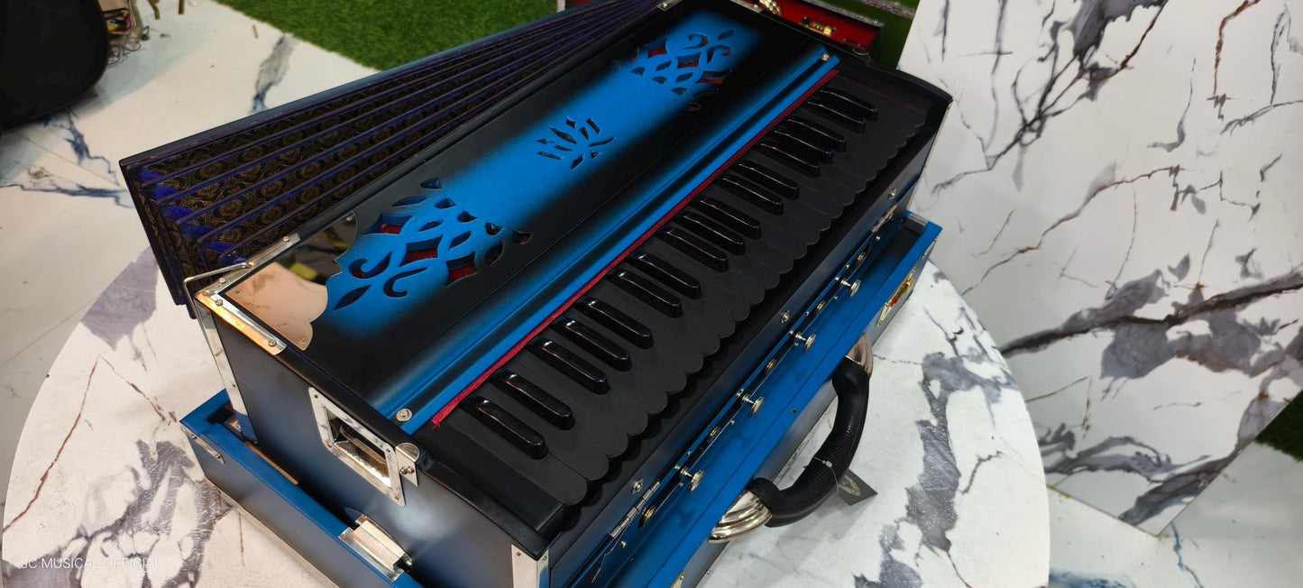 2LINE Professional Harmonium/ 3.5 Octeve 42reeds /Sky blue black dual tone mat finish