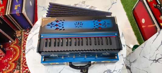 2LINE Professional Harmonium/ 3.5 Octeve 42reeds /Sky blue black dual tone mat finish