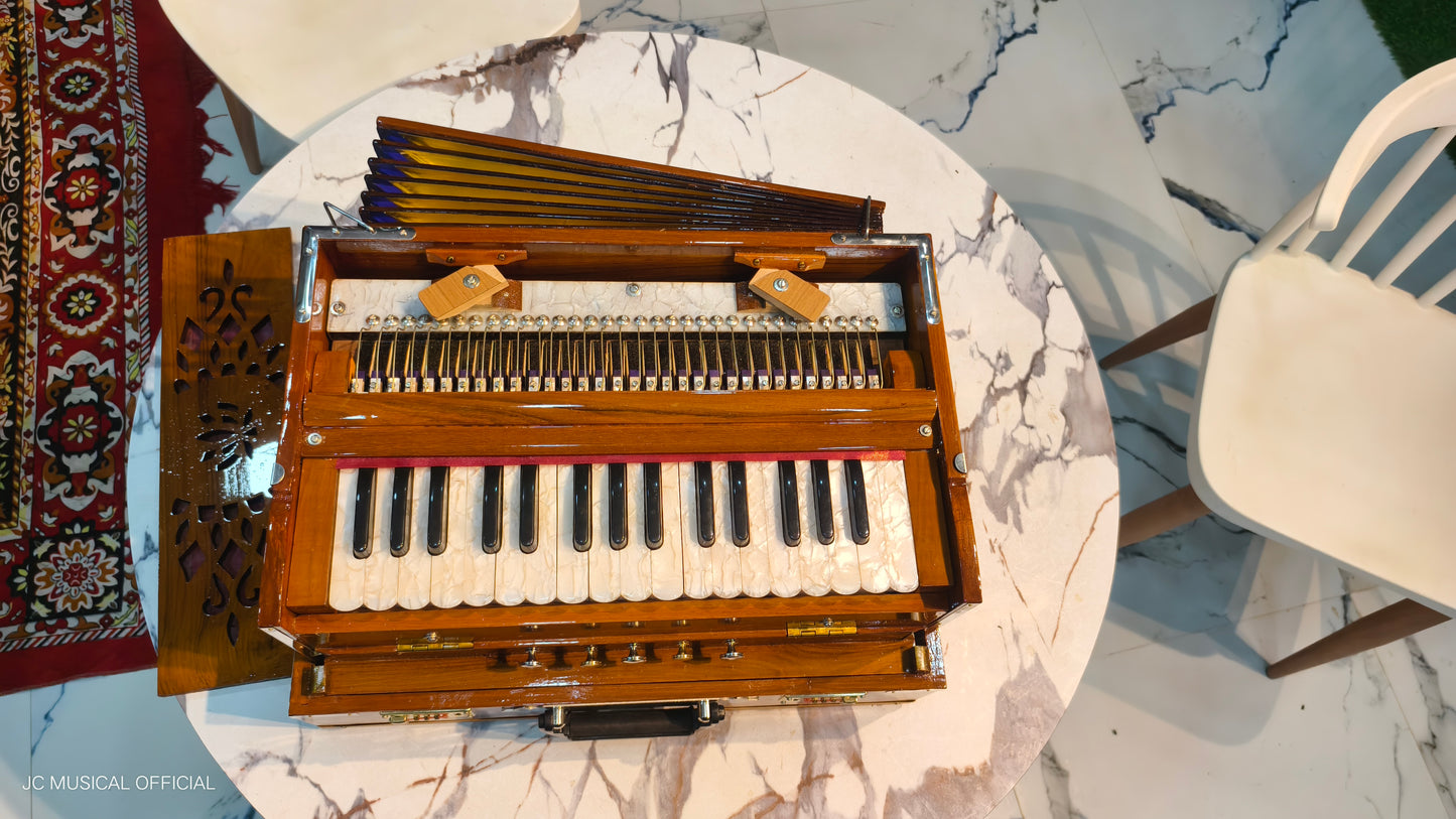 2line harmonium 2.5octeve 32reeds per line teakwood body folding type professional model
